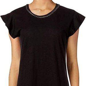 New Skinnygirl Women's Throwback Tee Shirt Dress with Chain Necklace, Black, Med